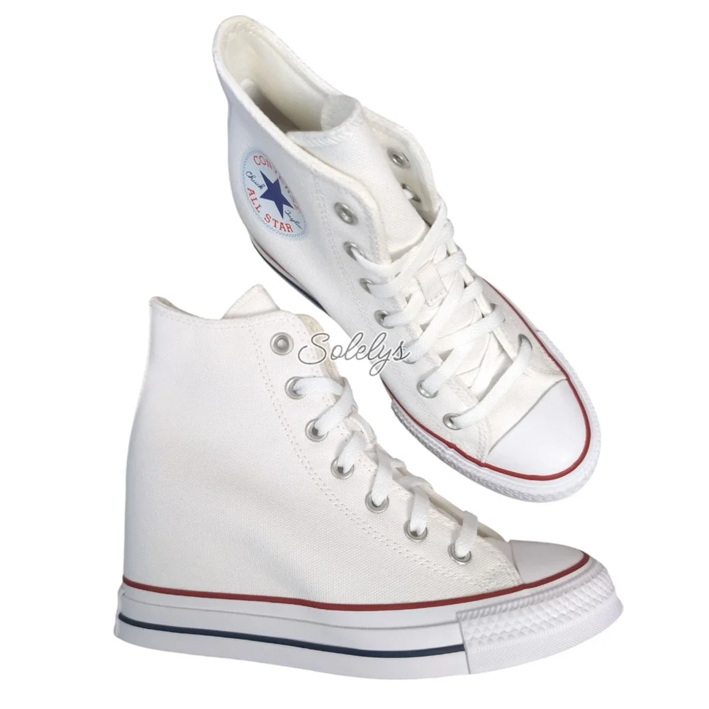 Converse Chuck Taylor All Star Hidden Wedge Platform White Sneaker 10 NEW - Picture 1 of 10